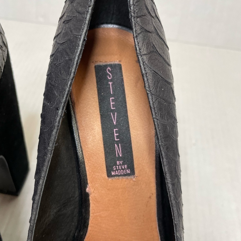 STEVEN BY STEVE MADDEN Noizey Leather Peep Toe Chunky Heels size 9 - Picture 9 of 10